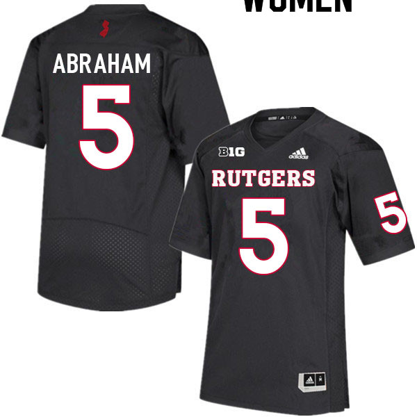 Women #5 Kessawn Abraham Rutgers Scarlet Knights College Football Jerseys Sale-Black